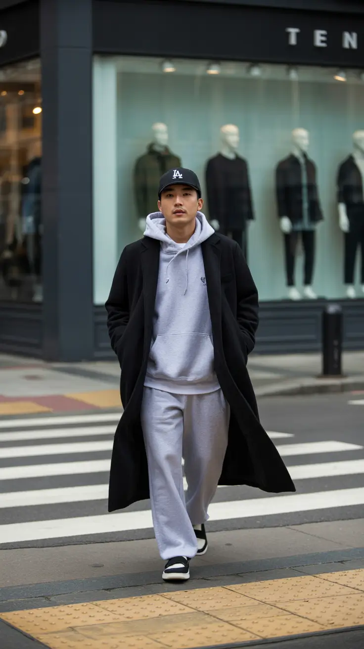 winter outfits men 2025-2026 Elevated Streetwear with a Tailored Twist