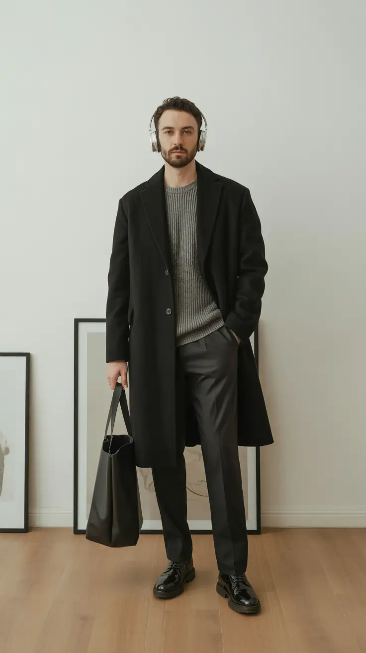 winter outfits men 2025-2026 Minimalist Sharp in a Relaxed Setting