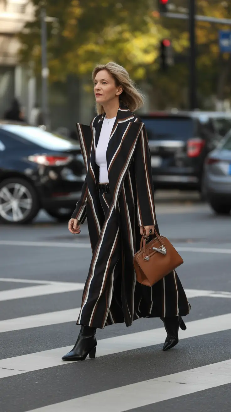 winter outfits over 50 2025-2026 Stripes in Motion