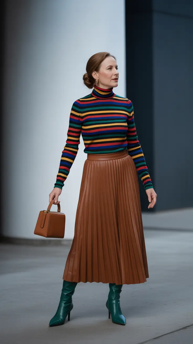 winter outfits over 50 2025-2026 Retro Color Play