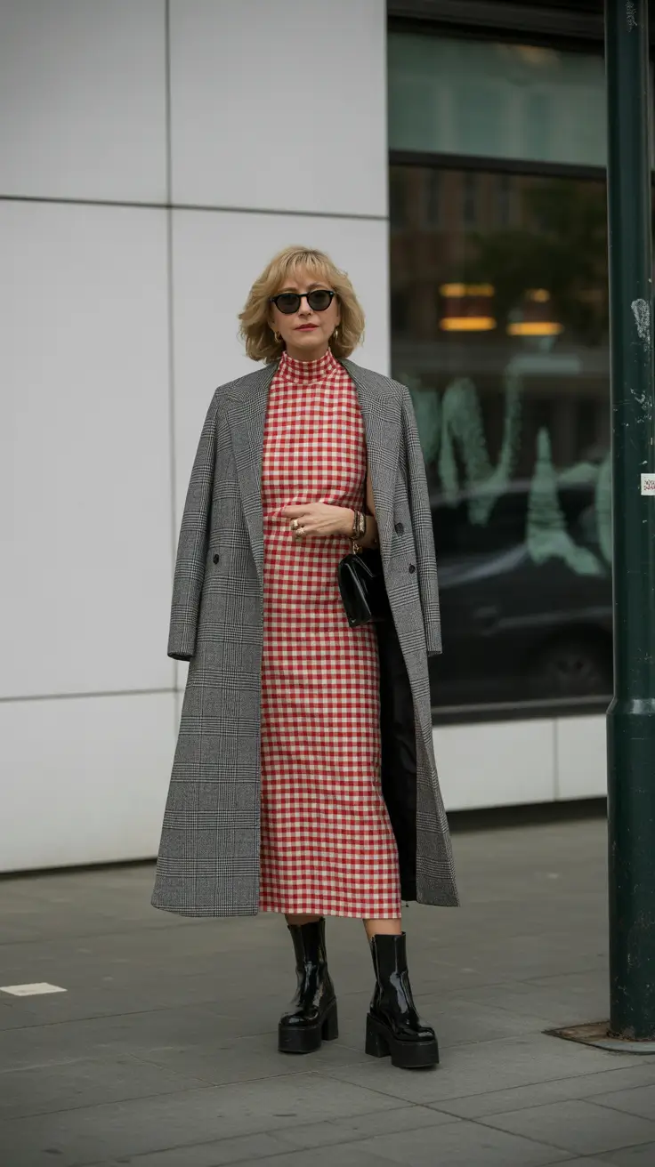 winter outfits over 50 2025-2026 Check Meets Red Gingham