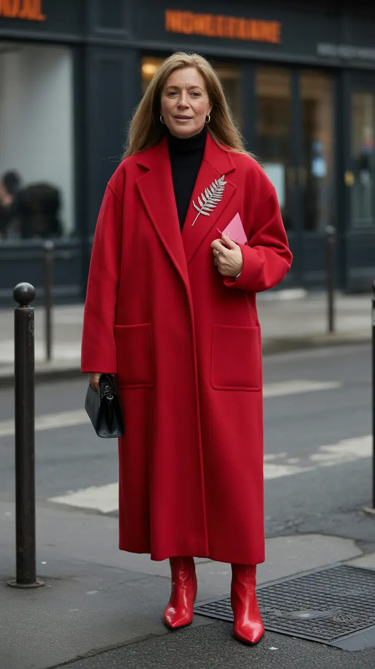 winter outfits over 50 2025-2026 City Sleek in Red
