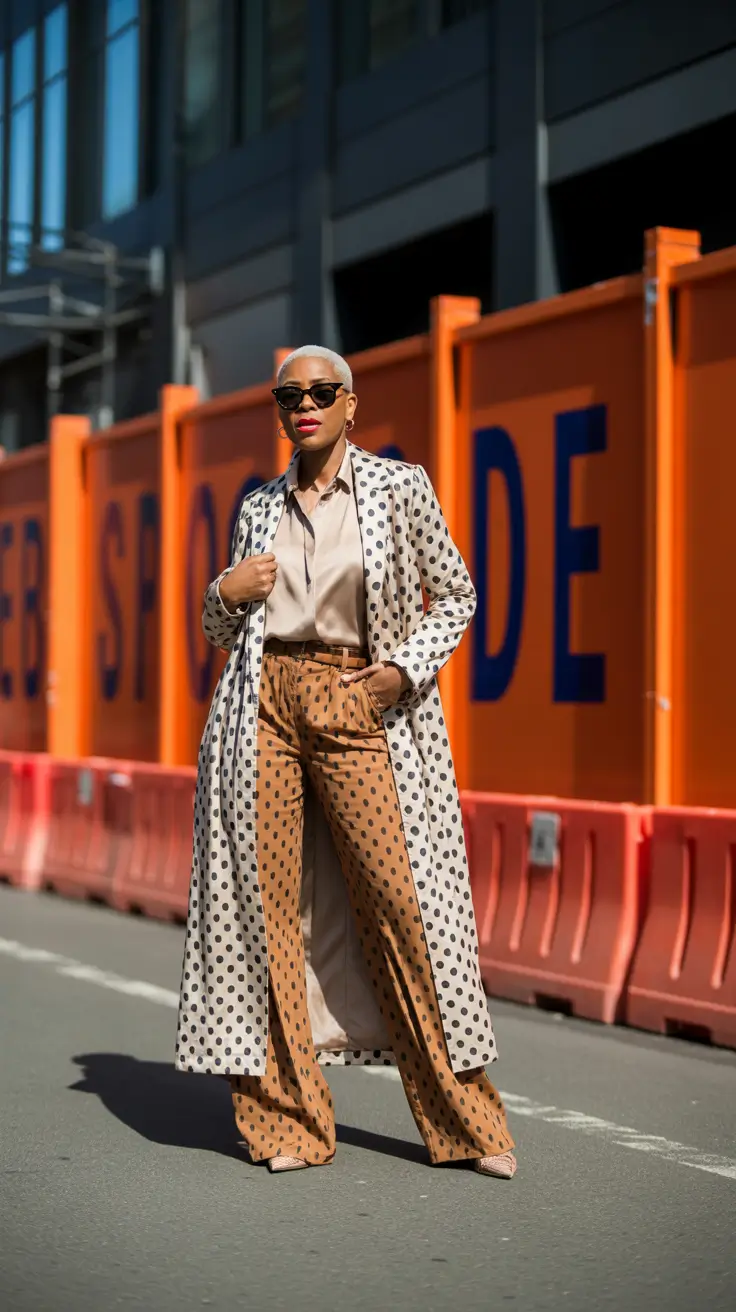 winter outfits over 50 2025-2026 Playful Polka Dot Layers
