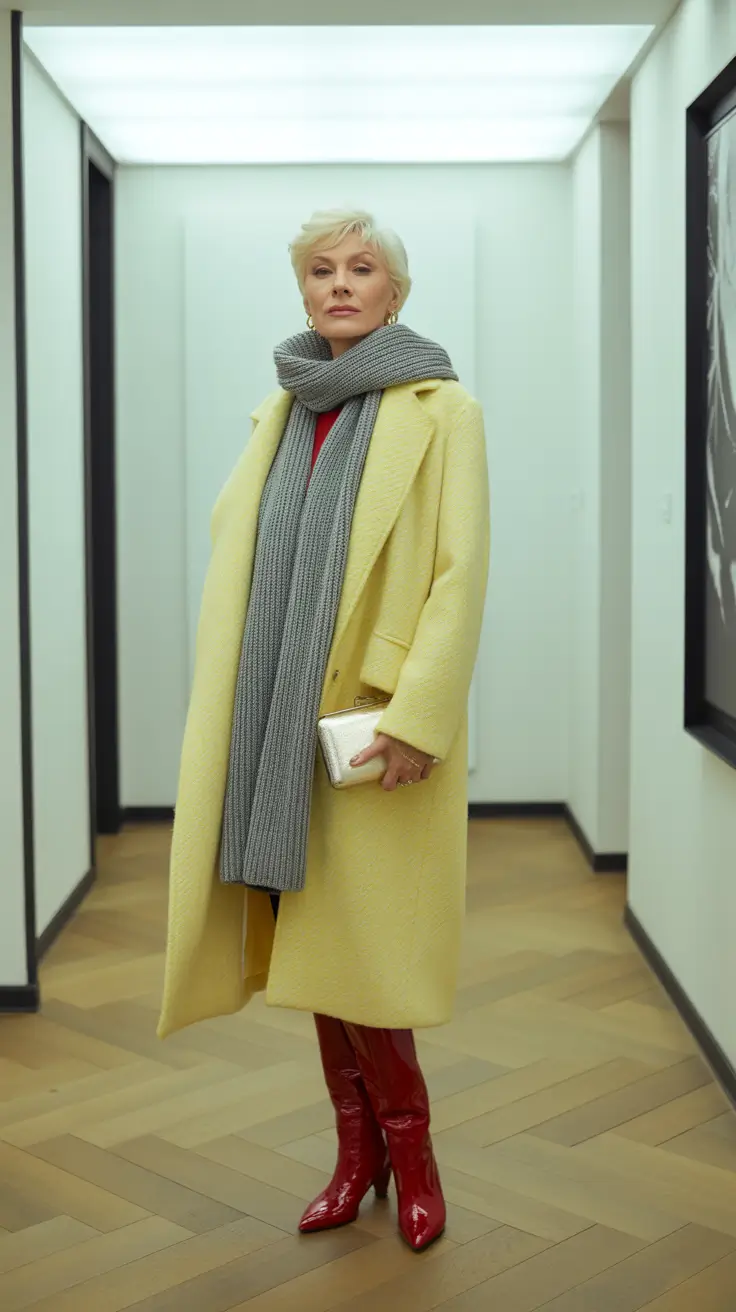 winter outfits over 60 2025-2026 Sunny Yellow with a Red Twist