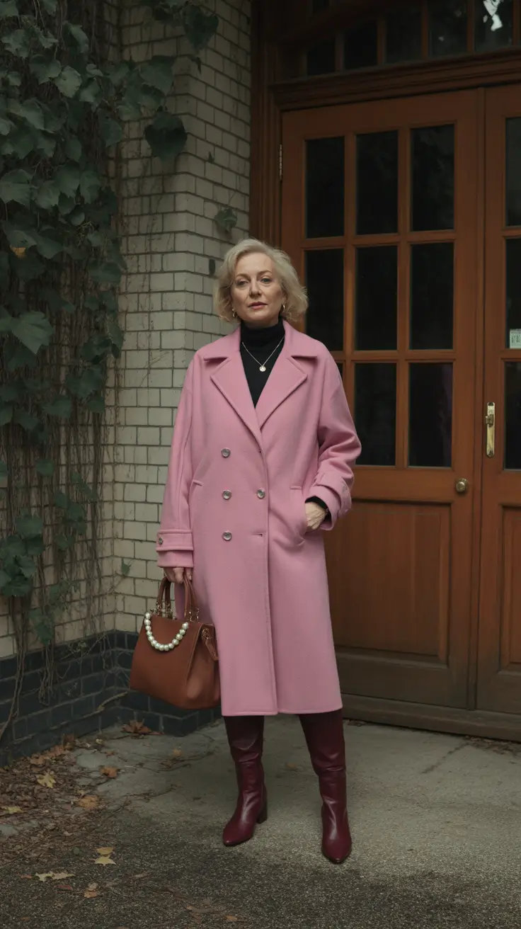 winter outfits over 60 2025-2026 Romantic Pink with Rich Accents