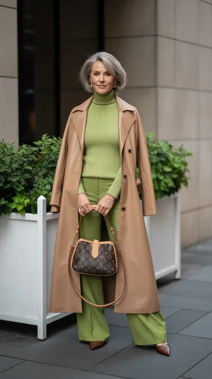 winter outfits over 60 2025-2026 Fresh Green Energy with Luxe Outerwear