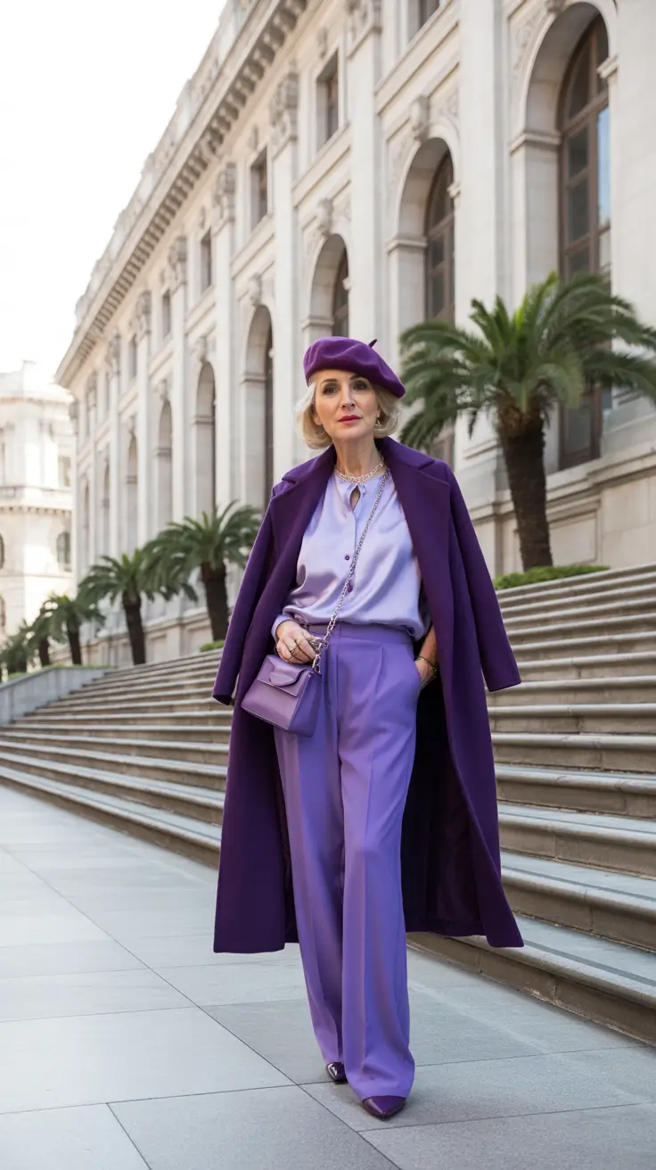 winter outfits over 60 2025-2026 Parisian Charm in Winter Purple