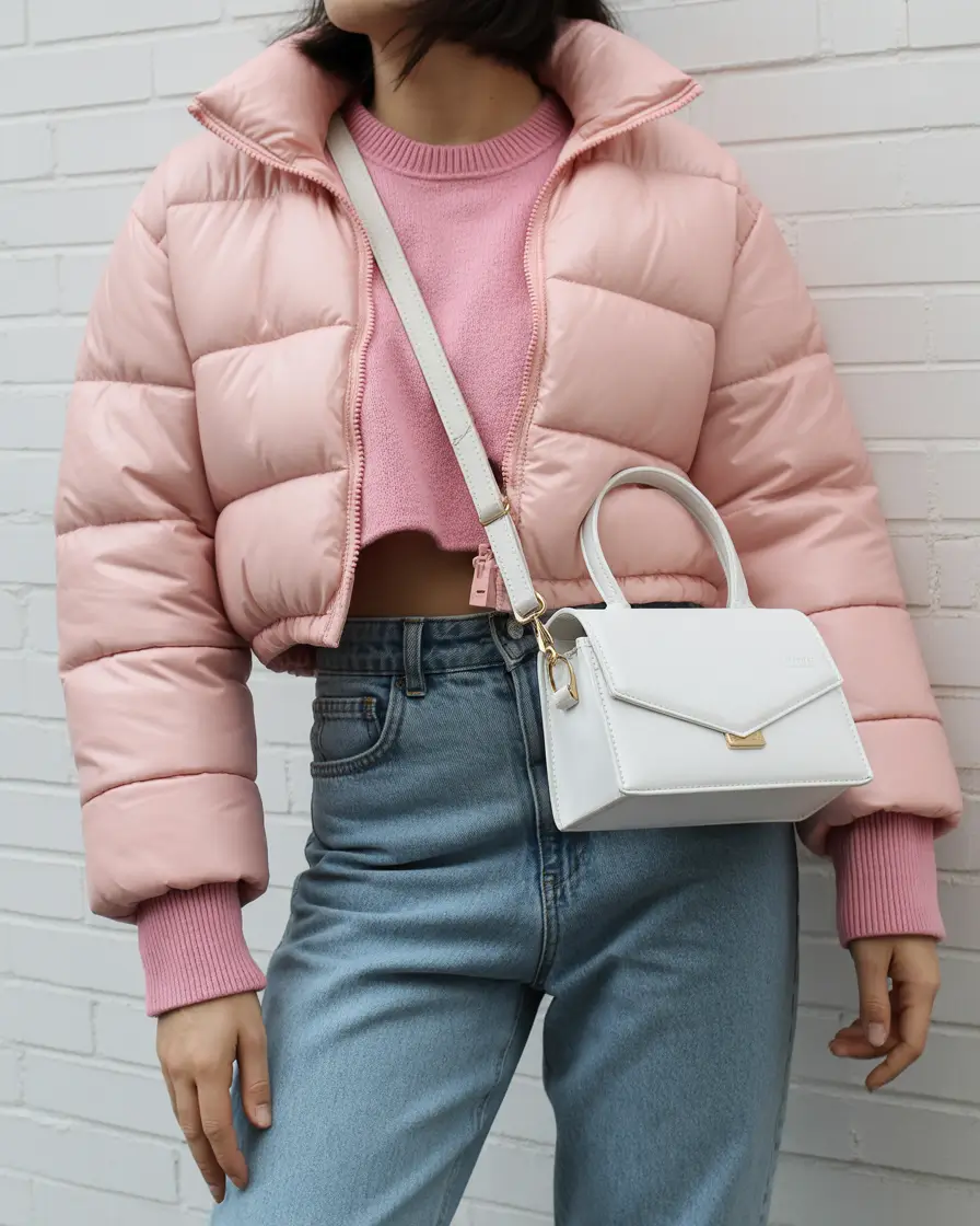 puffer jacket outfit 2025-2026 Cotton Candy Vibes with a Sporty Twist