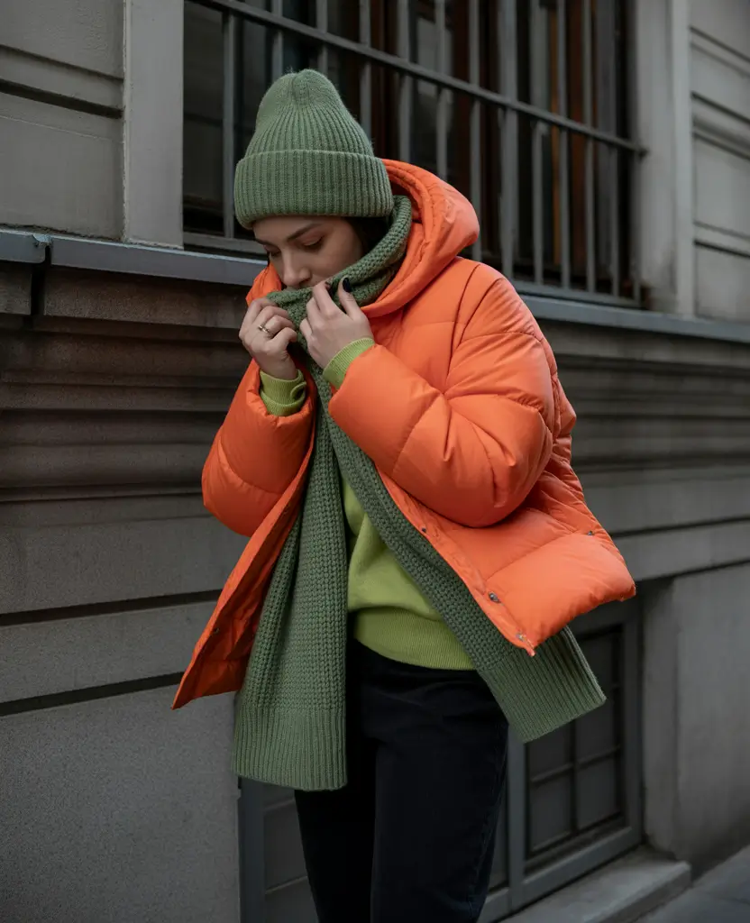 puffer jacket outfit 2025-2026 Winter Citrus & Moss