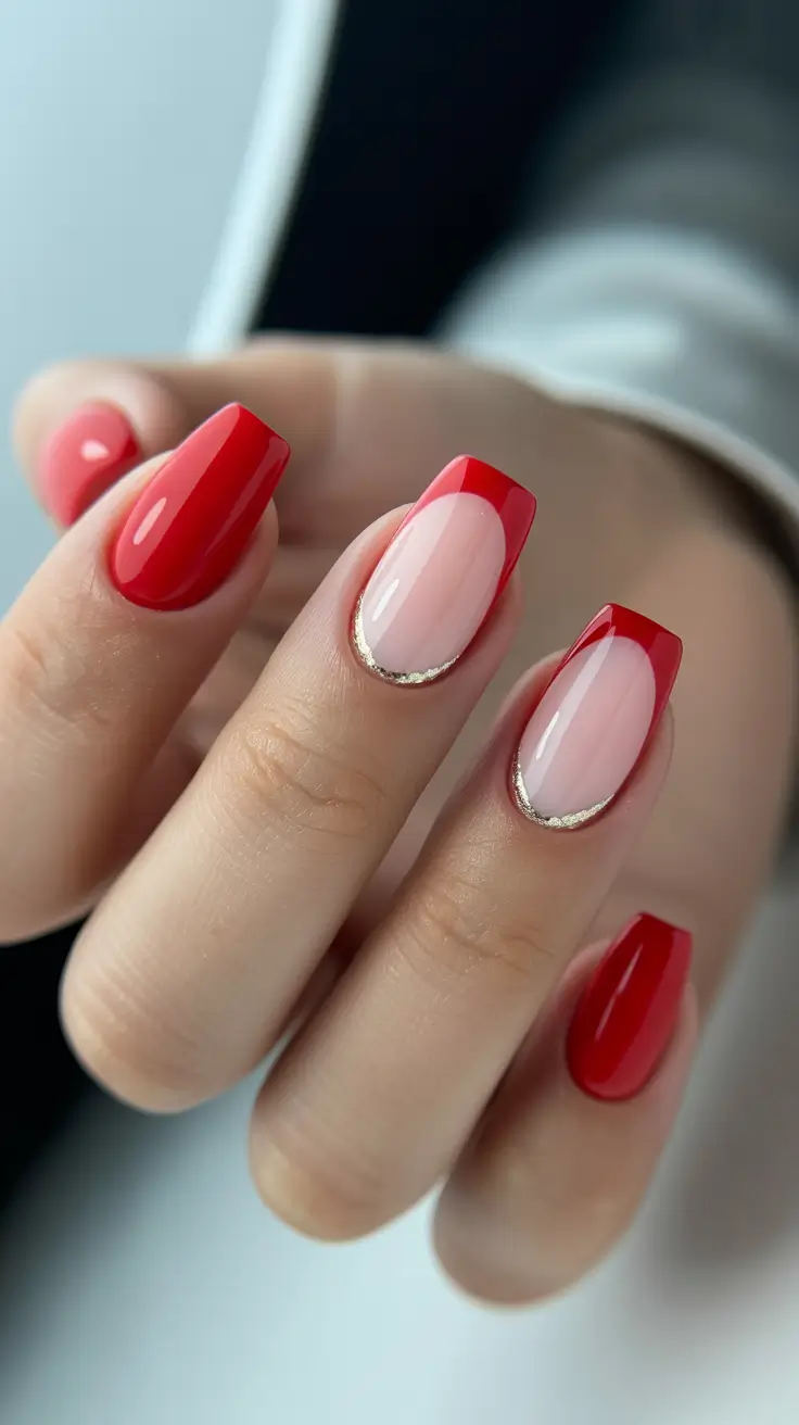 red fall nails 2025 Modern Red French with a Twist
