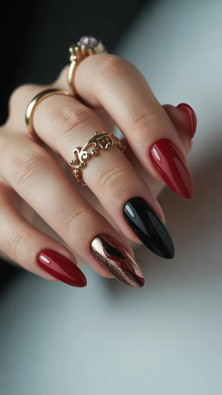 red fall nails 2025 Gilded Cherry Mix