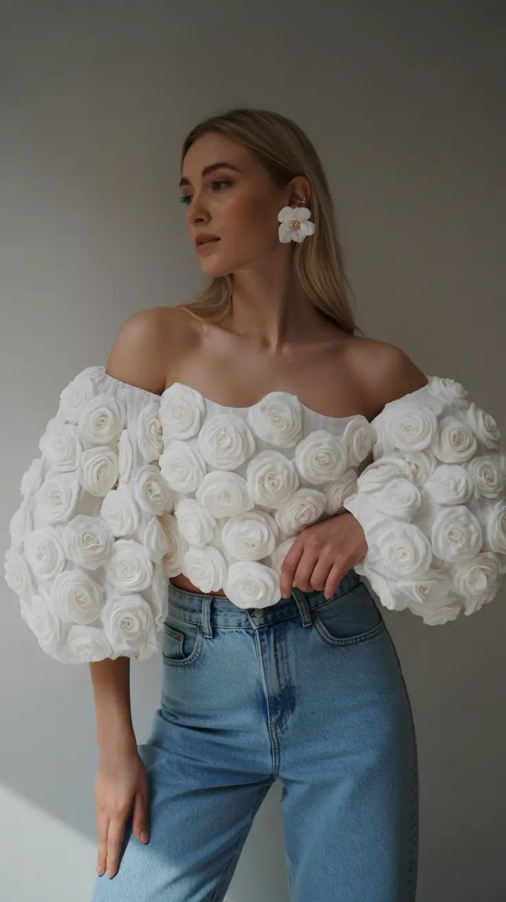 Winter birthday outfit 2025-2026 Romantic Rosettes and Denim