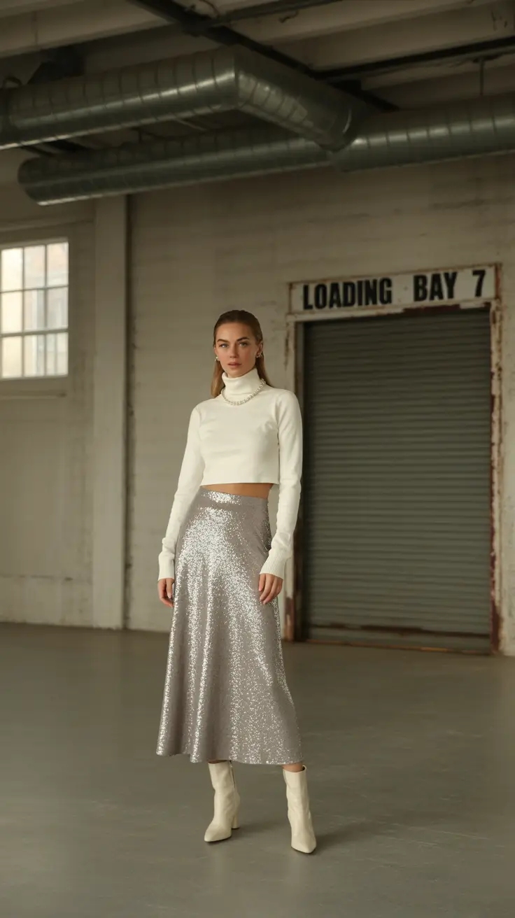 Winter birthday outfit 2025-2026 Silver Sparkle For Cold Nights