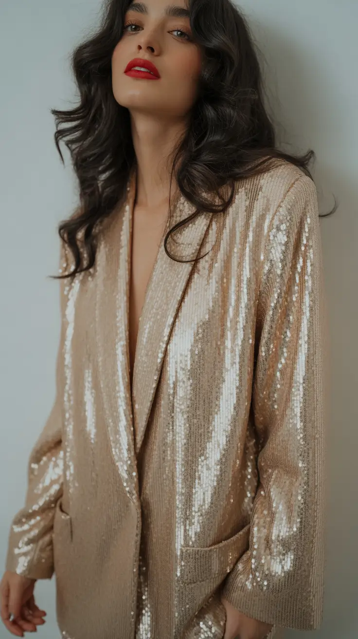 winter birthday outfit 2025-2026 Golden Glow Oversized Blazer