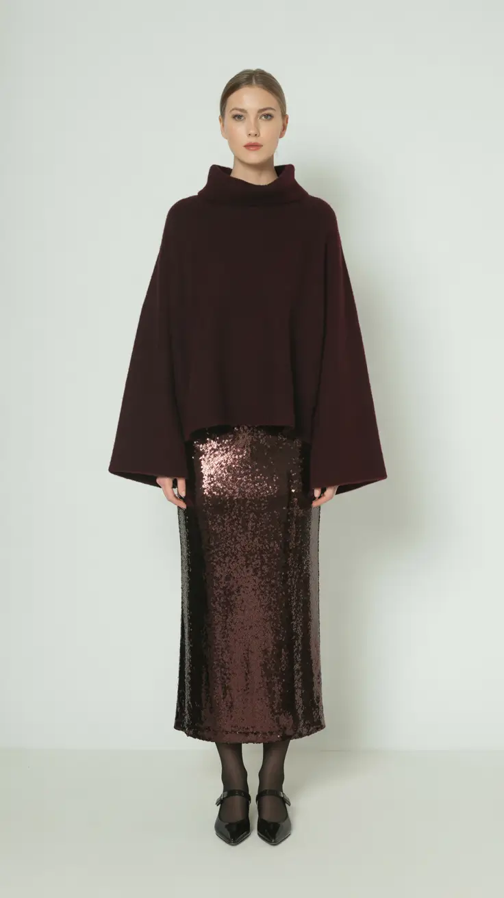 Winter birthday outfit 2025-2026 Deep Burgundy Sequins