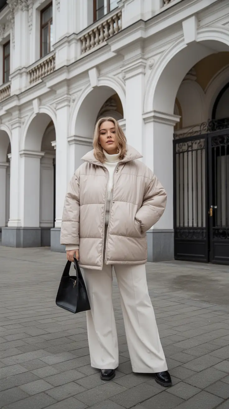 plus size winter outfits 2025-2026 Monochrome Neutrals for Quiet Luxury Days