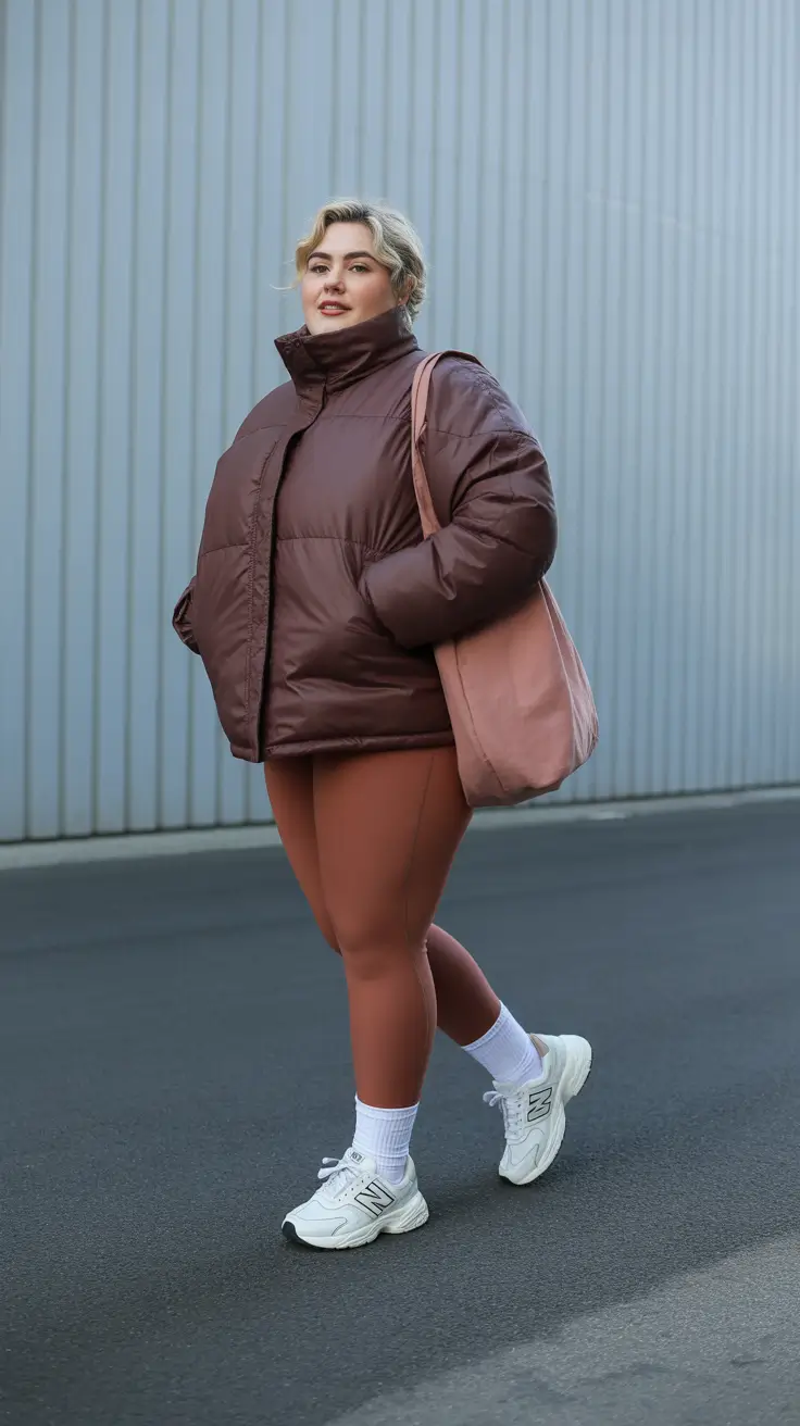 plus size winter outfits 2025-2026 Power Puff and Athletic Cool