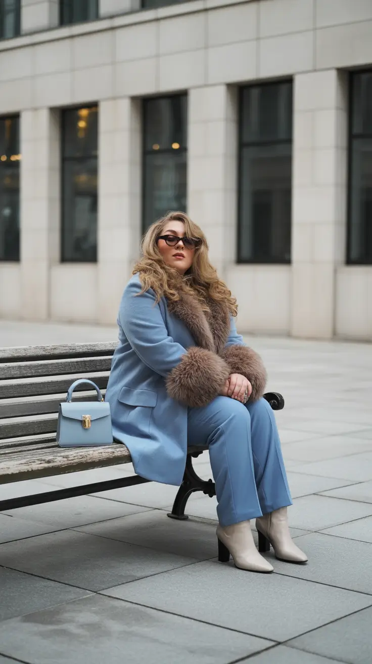 Plus size winter outfits 2025-2026 Winter Elegance in Icy Blue