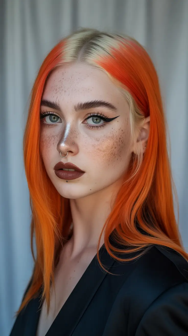 winter hair colors auburn 2025-2026 Platinum and Auburn Fusion