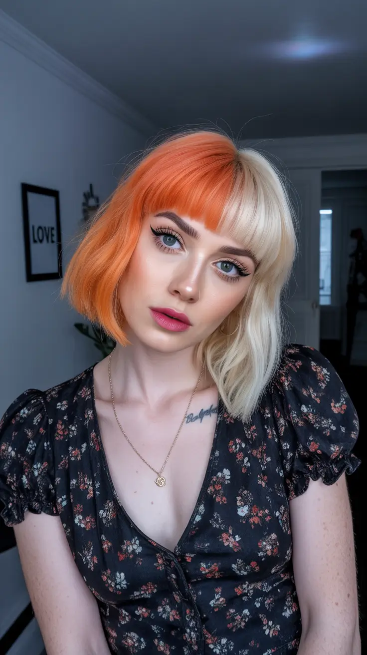 winter hair colors auburn 2025-2026 Half-and-Half Auburn Chic