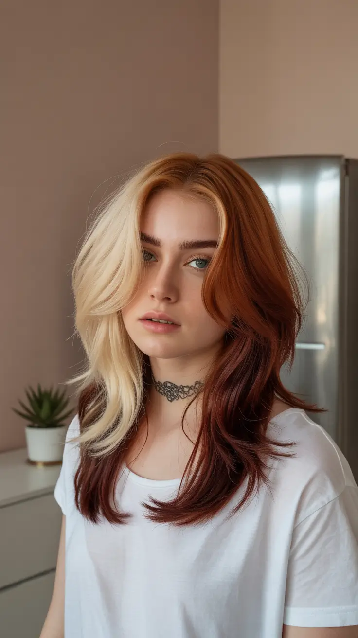 winter hair colors auburn 2025-2026 Two-Toned Auburn Drama