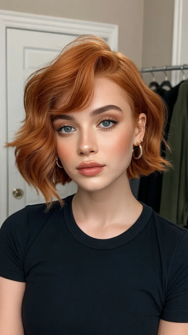 winter hair colors auburn 2025-2026 Soft Waves in Caramel Copper Auburn