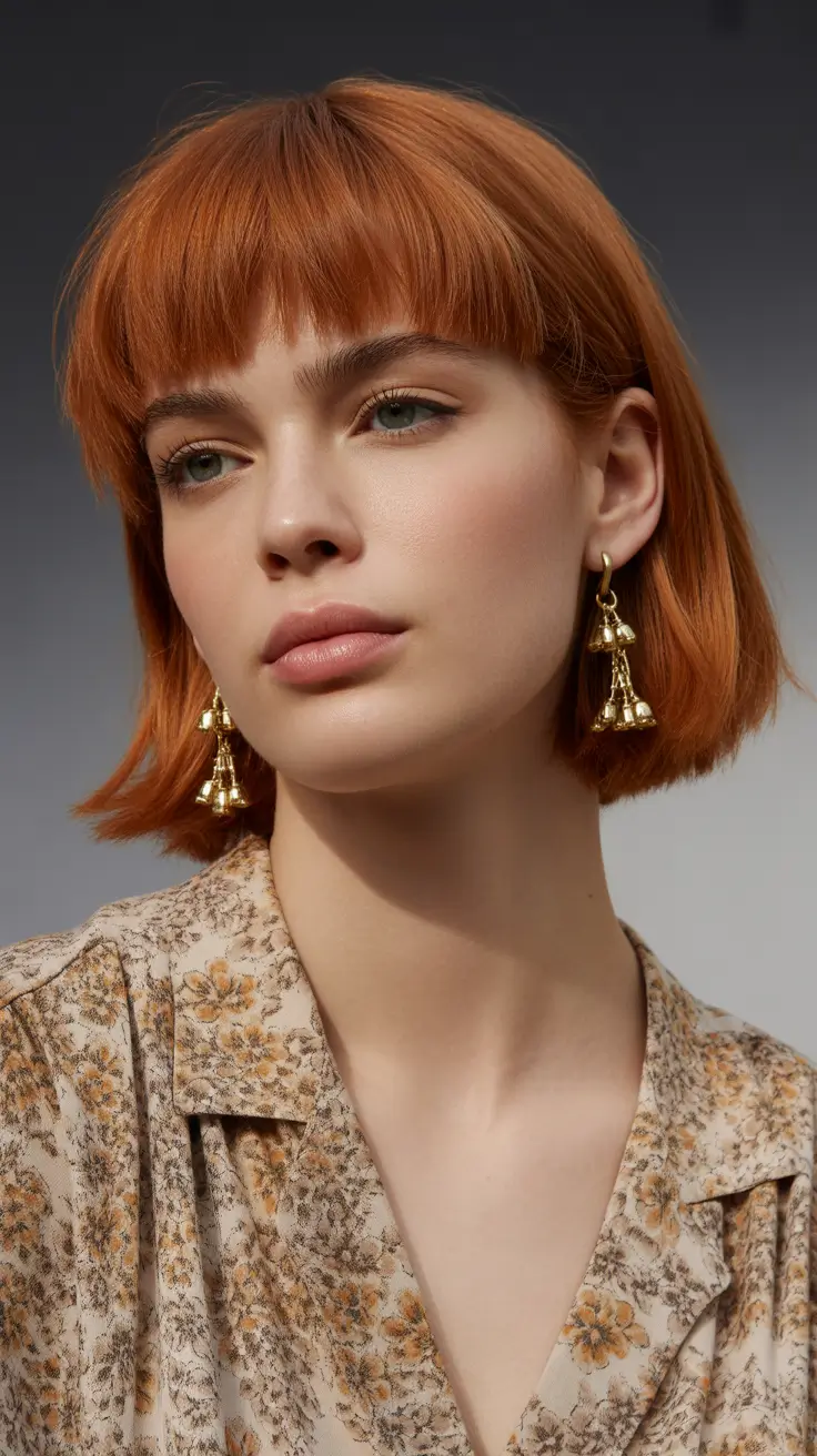 winter hair colors auburn 2025-2026 Classic Auburn Bob With Fringe