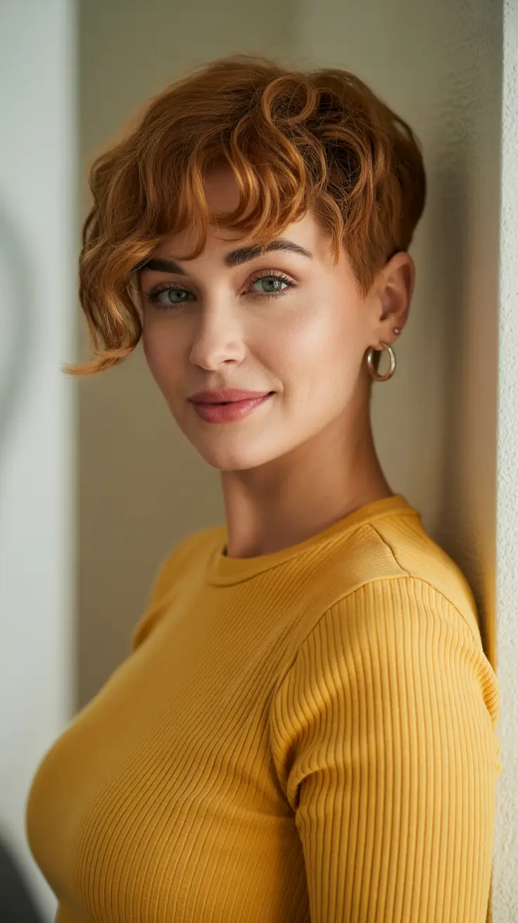 winter hair colors auburn 2025-2026 Textured Pixie Auburn Cut
