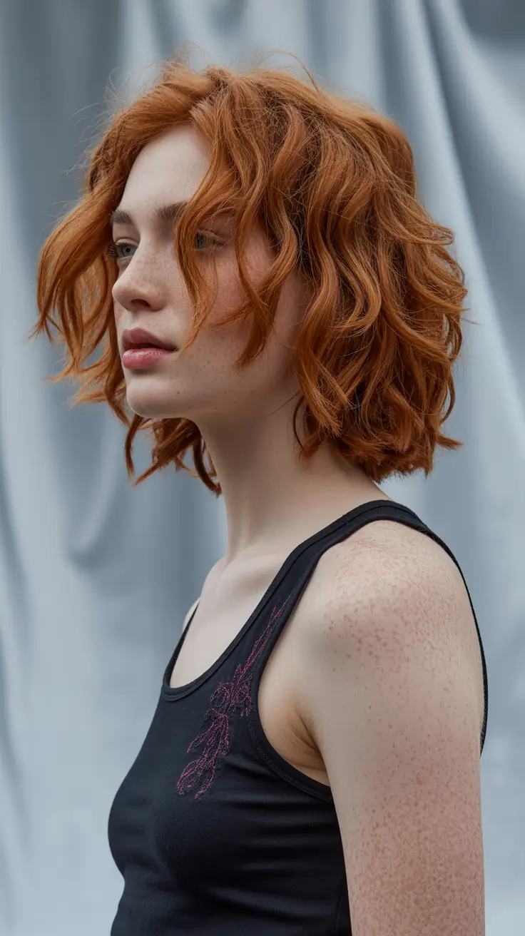 winter hair colors auburn 2025-2026 Messy Auburn Bob With Texture