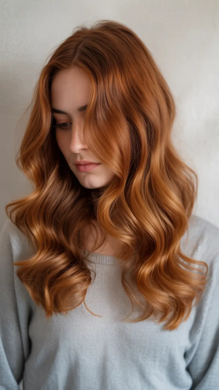winter hair colors auburn 2025-2026 Classic Auburn Waves With Glossy Finish
