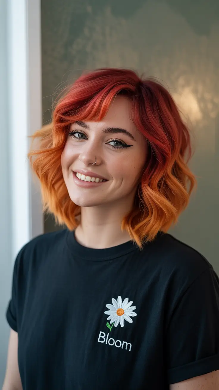 winter hair colors auburn 2025-2026 Fiery Balayage Auburn