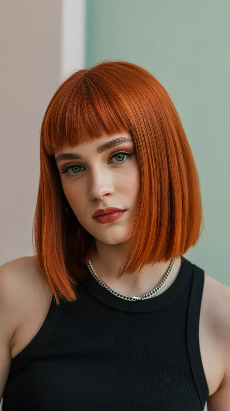winter hair colors auburn 2025-2026 Classic Auburn Bob