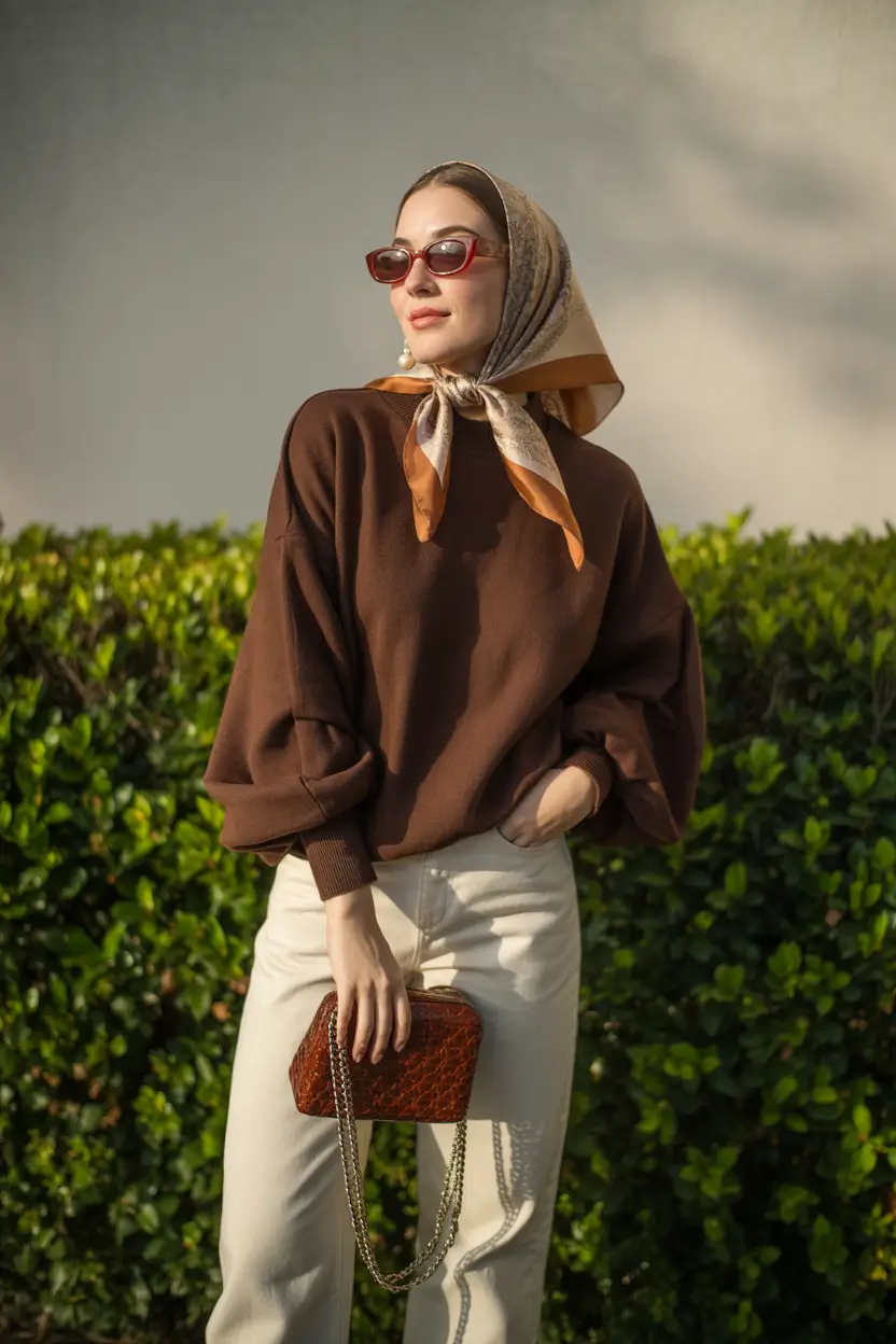 winter fashion outfits 2025-2026 Retro Scarf Glam Meets Modern Modesty