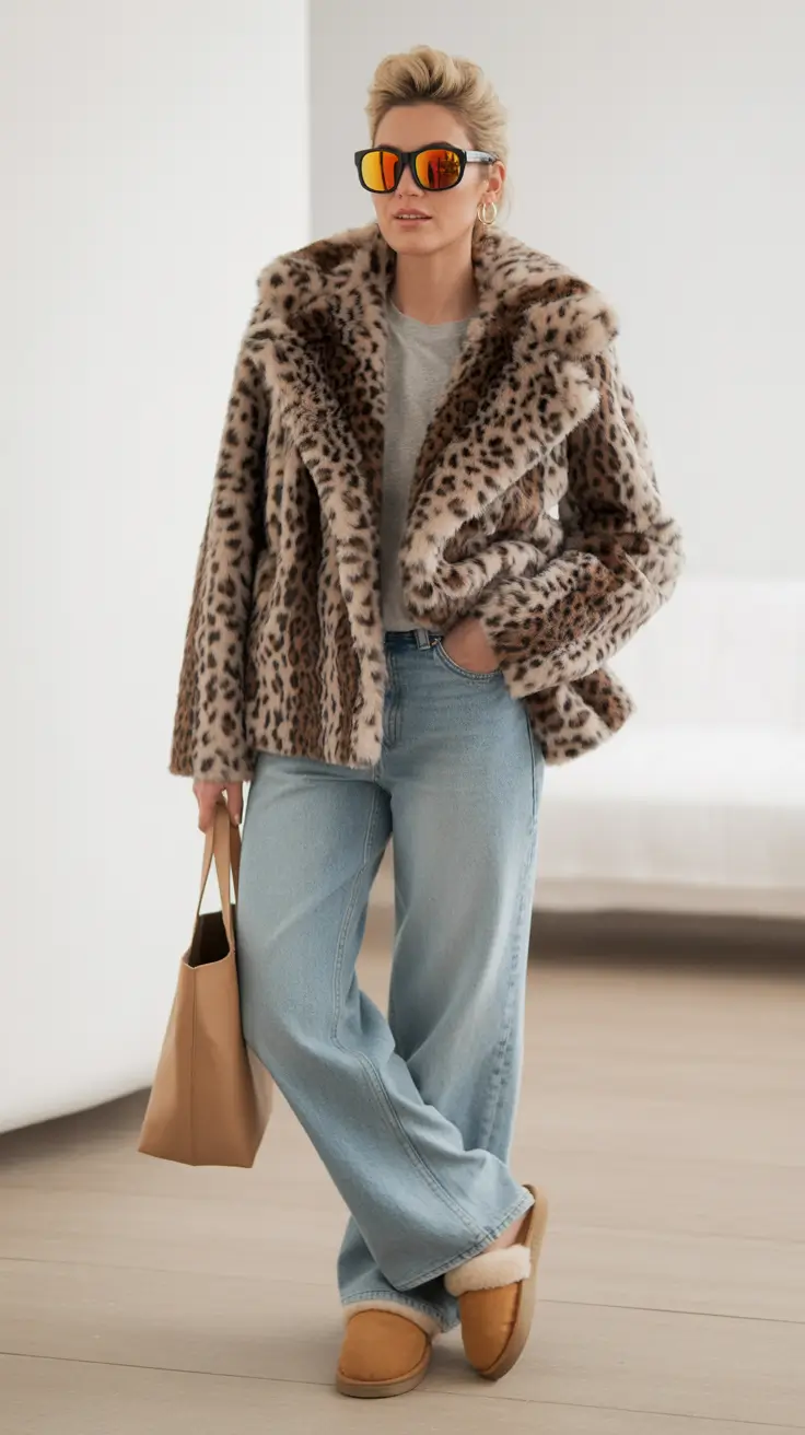 winter fashion outfits 2025-2026 Leopard Luxe Meets Après-Ski Vibes