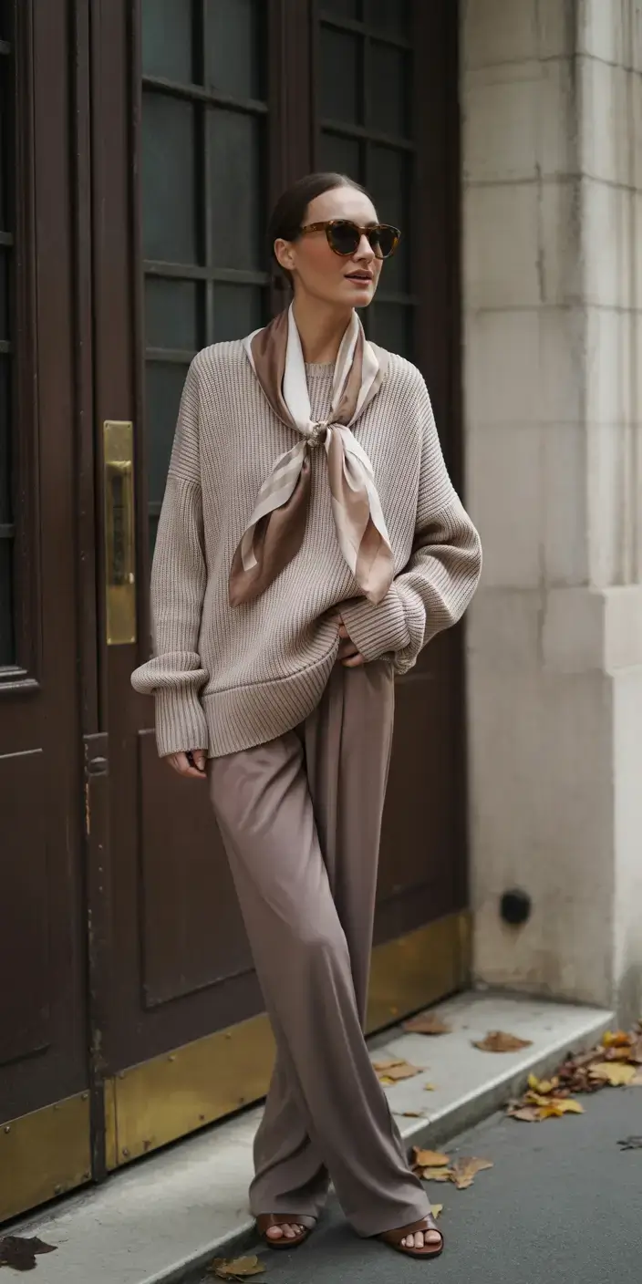 winter fashion outfits 2025-2026 Muted Luxury in Monochrome Taupe