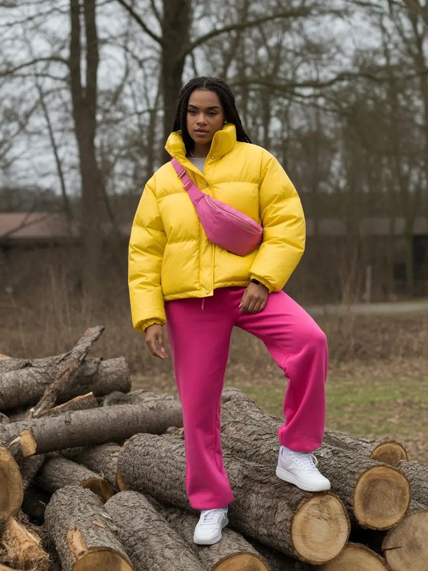 winter fashion outfits 2025-2026 Highlighter Comfort with Sporty Punch