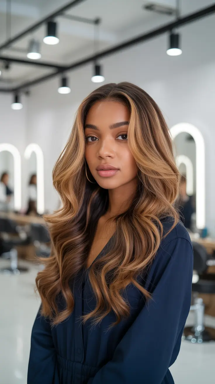 winter hair colors balayage 2025-2026 Warm Chestnut Dimension