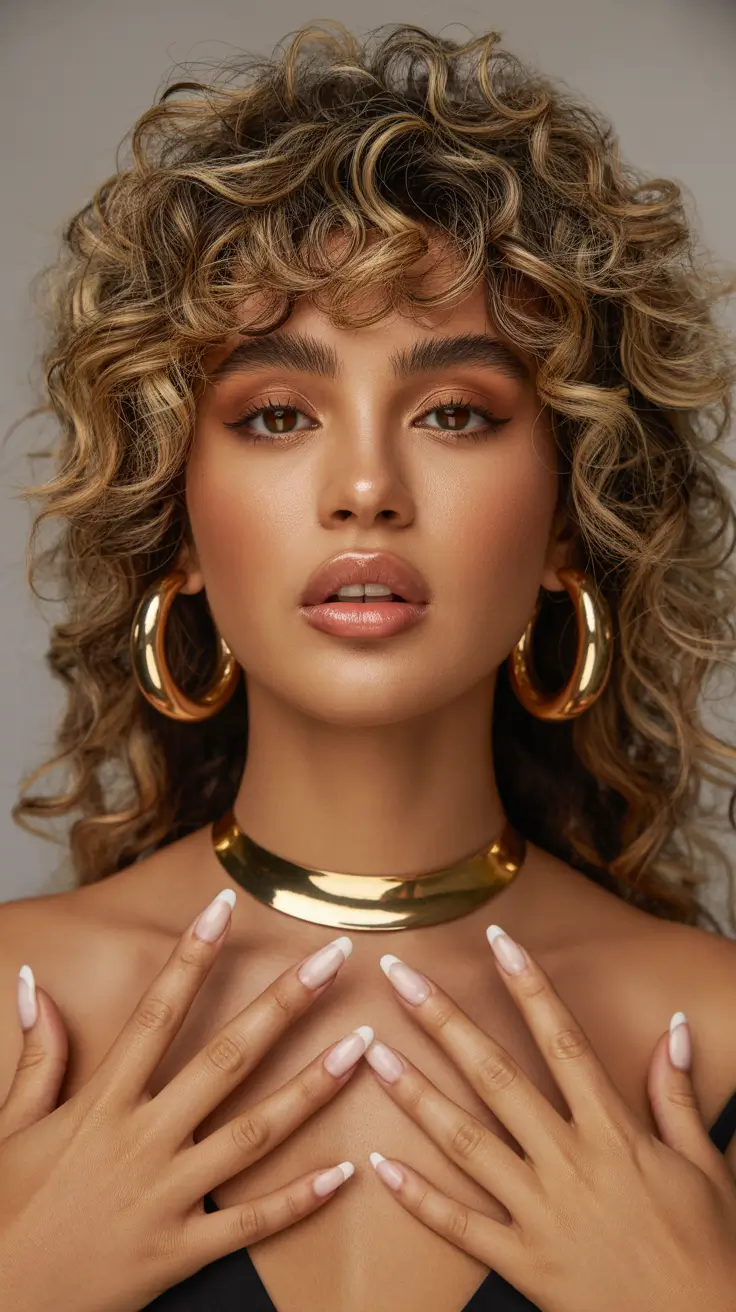 winter hair colors balayage 2025-2026 Curly Blonde Contrast