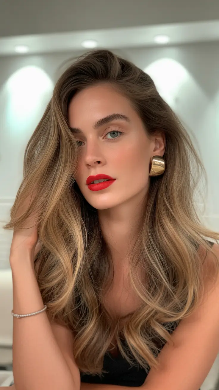 winter hair colors balayage 2025-2026 Polished Caramel Sweep