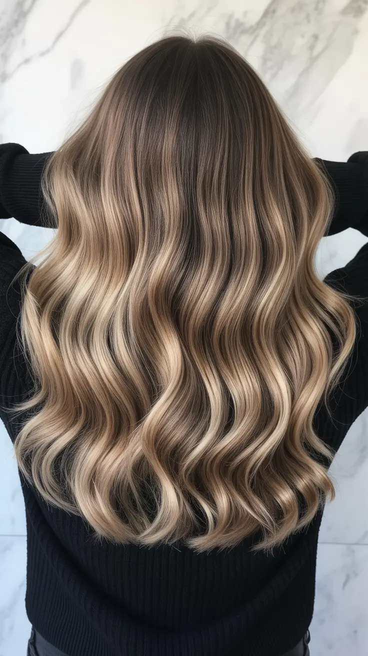 winter hair colors balayage 2025-2026 Classic Dark-to-Light Waves