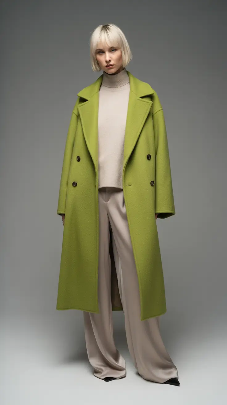 winter outfit inspo 2025-2026 Lime Freshness with Neutrals