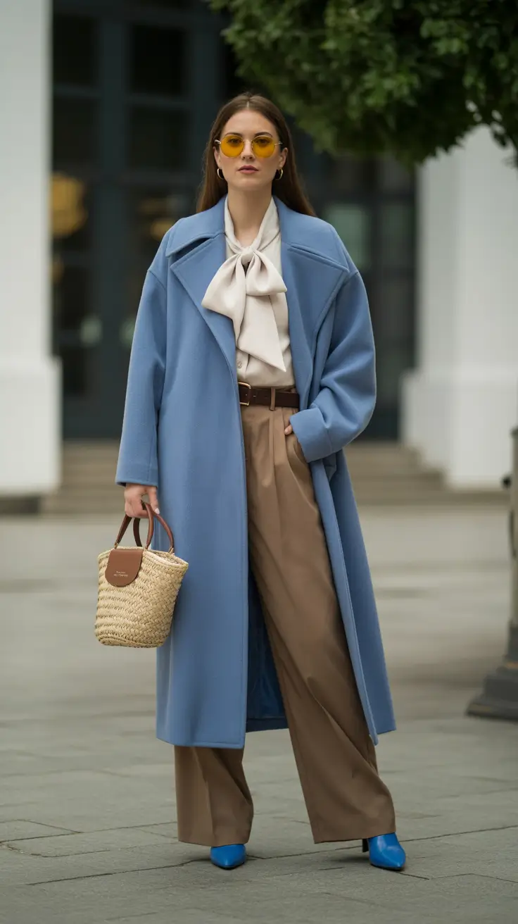 winter outfit inspo 2025-2026 Blue Elegance with a Retro Twist