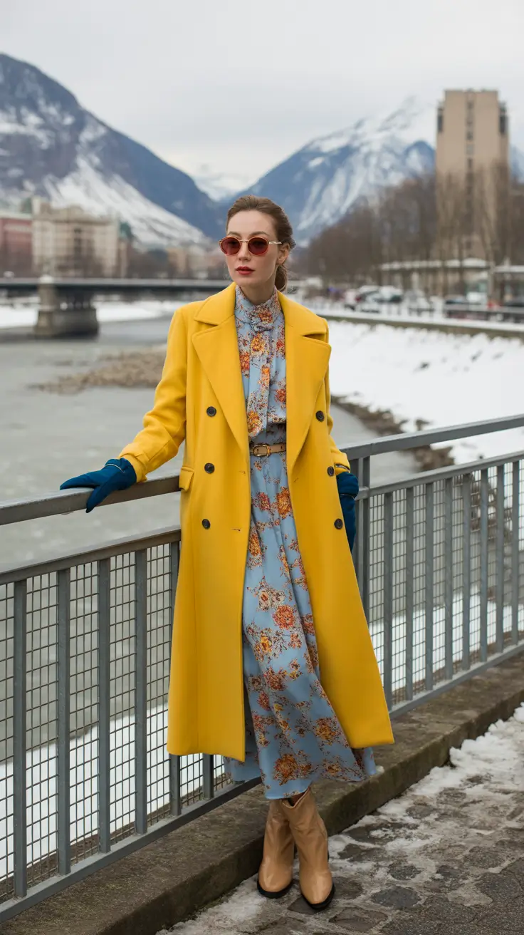 winter outfit inspo 2025-2026 Floral Layers in the Snow