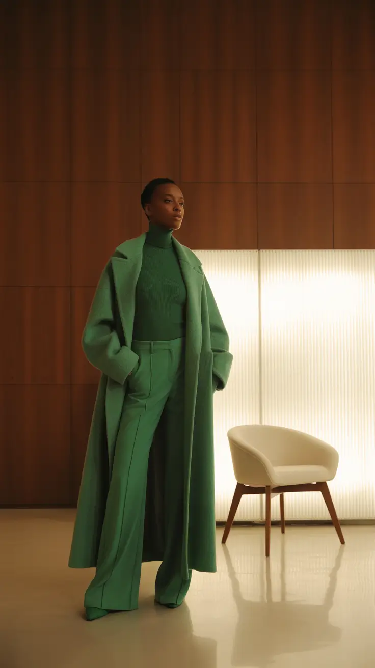 winter outfit inspo 2025-2026 Emerald Monochrome Strength