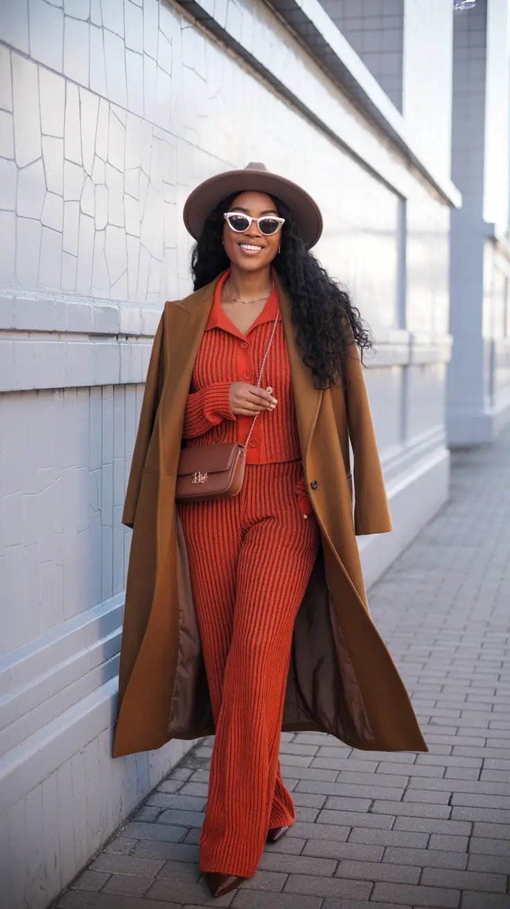 winter outfit inspo 2025-2026 Warm Tones With a Tailored Twist