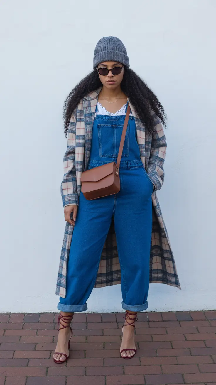 winter outfit inspo 2025-2026 Playful Layers With Denim and Plaid