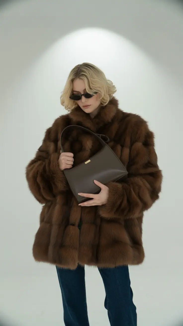 winter outfit inspo 2025-2026 Retro Fur Coat With Modern Accessories
