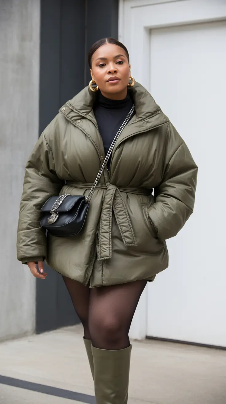 winter outfit inspo 2025-2026 Olive Green with Feminine Strength