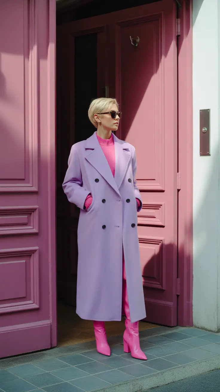 trendy winter outfits 2025/2026 Purple Haze & Power Pink