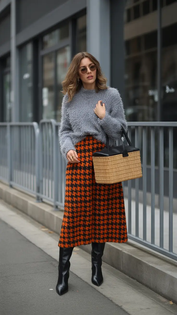 trendy winter outfits 2025/2026 Heritage Houndstooth with a Cozy Twist
